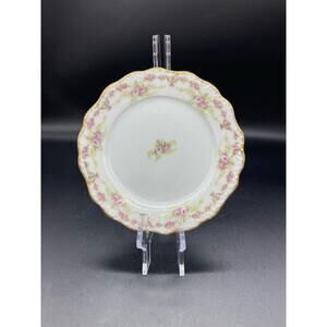 Elite Works P&B Limoges Bread Plate 6.25" Primrose Flower Gold Rim